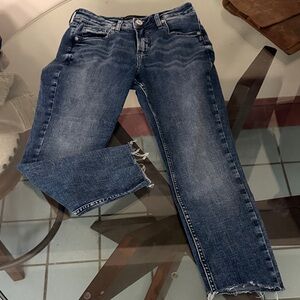 Silver Jeans Cropped Raw Hem Ankle Jeans - Blue